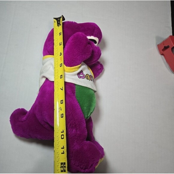 Vintage Dakin 1992 Barney Plush Purple Dinosaur 14” Barney & Friends with shirt - Picture 7 of 7